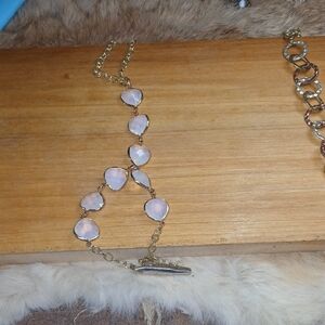 Gold-Plated Pink Stone Pendant Necklace - Women Jewelry